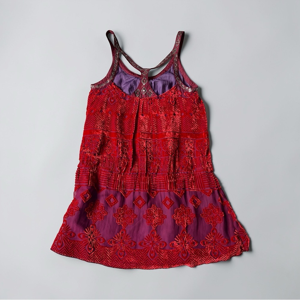 Free People Embroidered Silk-Blend Racerback Dress – Size 6 - Picture 10 of 16